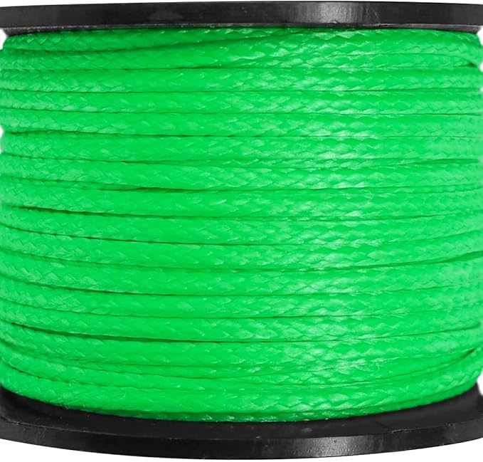 emma kites Hollow UHMWPE Braided Cord 1.3mm, 1.6mm, 2mm Spliceable for Tent Guyline Tarp Hammock Ridgeline Whoopie Sling Bear Bagging for Camping Backpacking