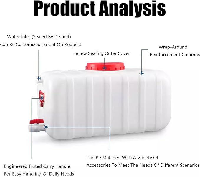 Plastic Water Storage Carrier with Tap 25L/35L/50L/80L/110L/200L Water Tank Dispenser Emergency Water Container for Camping Caravan Hiking Outdoor(Size:21.1Gal/80L)