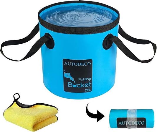 AUTODECO Collapsible Bucket 5 Gallon Container Folding Water Bucket Portable Wash Basin 20L