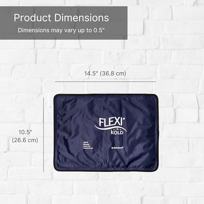 2 FlexiKold Gel Ice Packs (Standard Large: 10.5" x 14.5") - Reusable Cold Pack for Injuries, for Back Pain Relief, Migraine Relief Pad, After Surgery, Postpartum, Headache, Shoulder - 6300-COLD 2PK