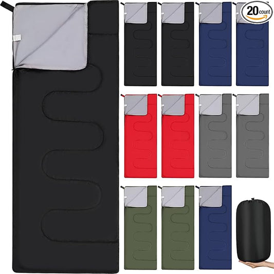 Macarrie 12 Pack Camping Sleeping Bags for Adults Bulk Cold Weather Kids Sleeping Bag for Homeless Lightweight Waterproof Compression Sack for Backpacking Traveling Hiking Outdoor