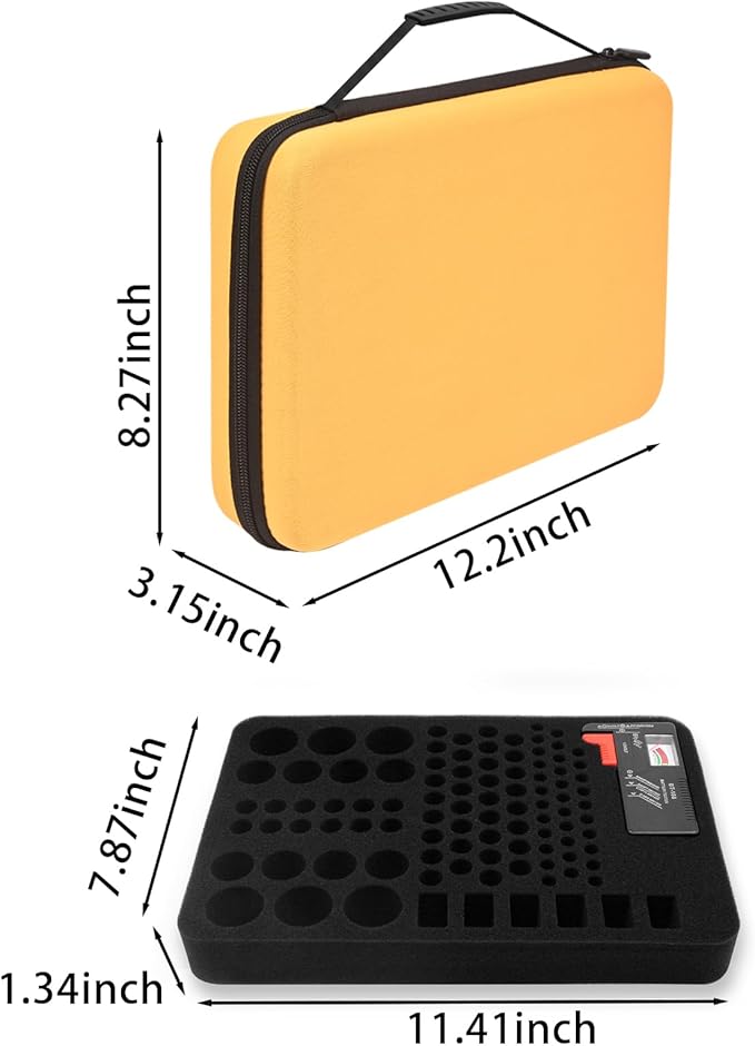 Battery Organizer Storage Case with Tester for AA AAA C D 9V Battery Holder 7 Batteries Variety Pack 111 Batteries Mesh Bag (Batteries Not Included)