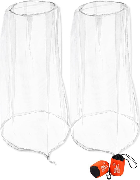 Wohohoho Mosquito Head Net Mesh with Drawstring, Bug Face Netting for Hats, Mesh Face Shield for Men & Women