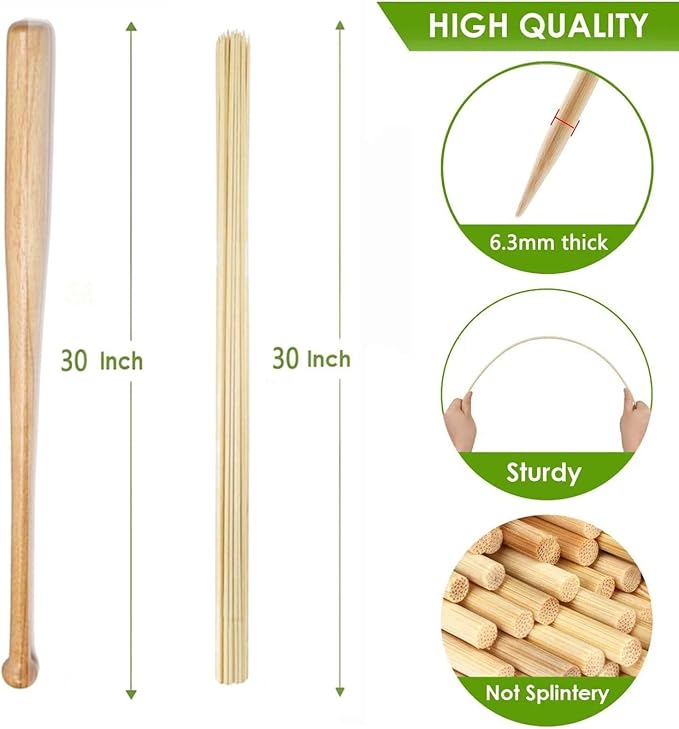 125 PCS 30-Inch Extra Thick 6.3mm Smores Sticks & Marshmallow Sticks for Fire Pit & Campfire – Heavy Duty Long Bamboo Skewers for Grilling, BBQ, Hot Dogs, Camping, and Plant Stakes – VESYMAN