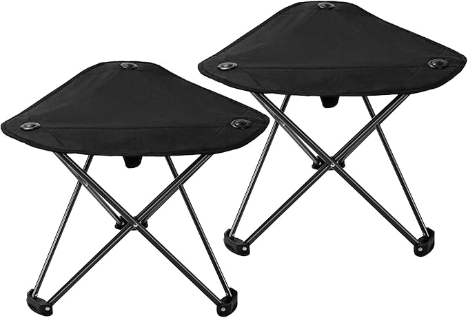 REDCAMP 2 Pack Extra Wide Camping stools, Oversized Surface Tripod Stools for Adulit for Fishing Hunting Backpacking Camping,Black