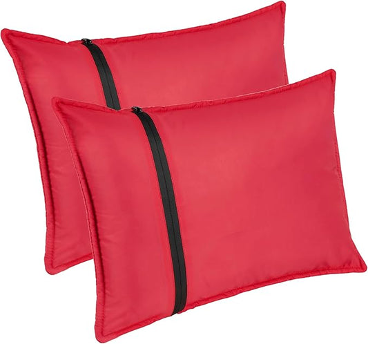 Stuffable Camping Pillow Case Stuff Sack (Large, Red, 2-Pack) - 12 x 17 - for Hiking, Backpacking and Travel Bring Your Own Stuffing