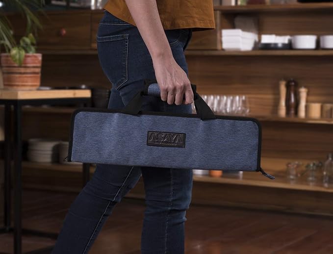 Asaya Chef Knife Roll Bag - 12 Pockets for Knives and Kitchen Utensils - Lightweight, Durable, and Stain Resistant Nylon - Perfect for the Traveling Chef - Knives not Included