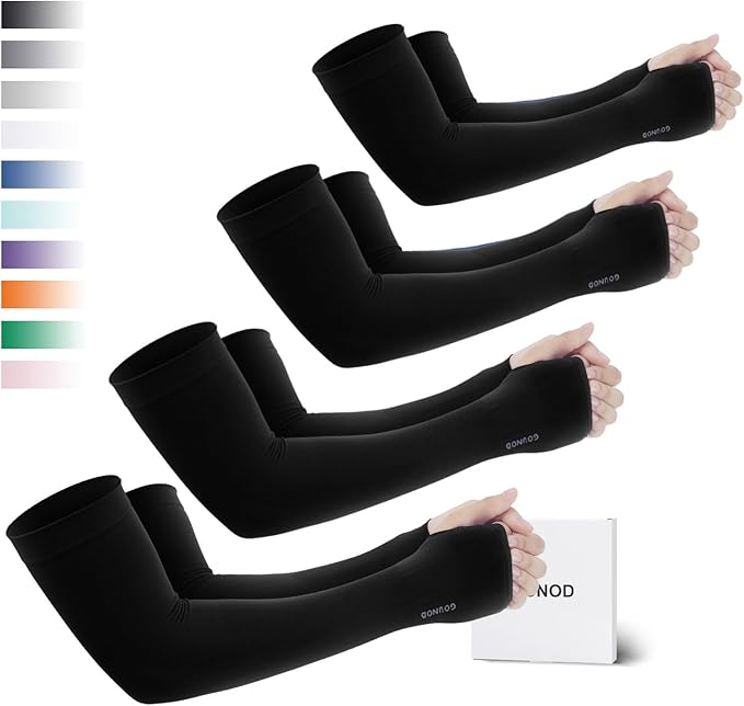 GOUNOD Sun Protection Cooling Arm Sleeves with Thumb Holes - Gardening Outdoors Sports Workouts Sunscreen Arm Sleeves