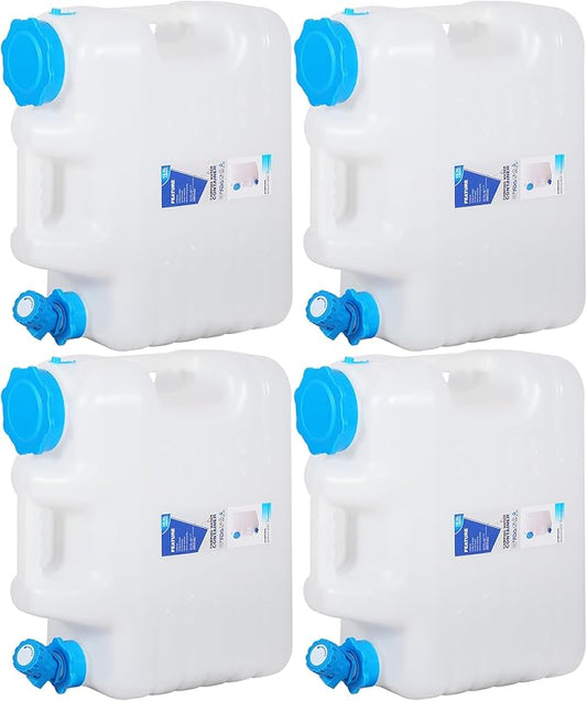 RedSwing 4 Pack 4.9 Gallon/18.5L Portable Water Container with Spigot, Water Storage Carrier for Camping Outdoor Hiking Backpacking, BPA Free