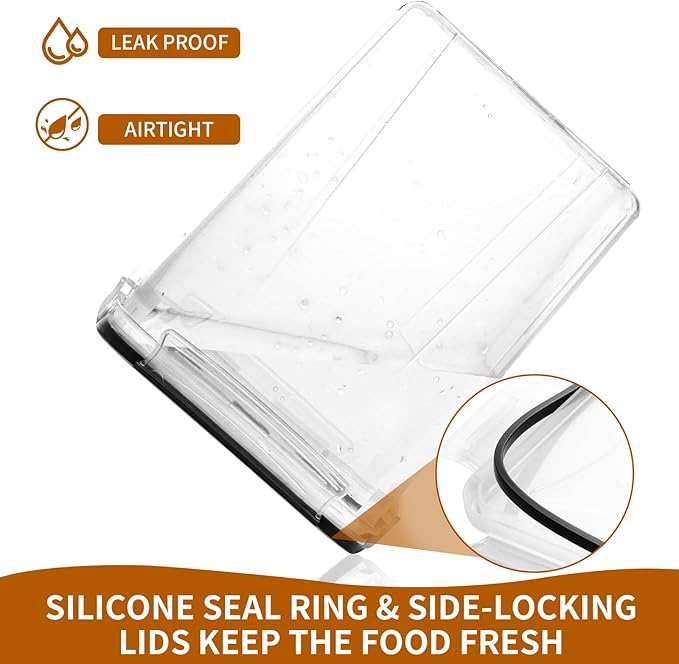 4 Pack Large Airtight Food Storage Containers with Lids (5.2L / 176oz), BPA Free Plastic Kitchen and Pantry Organization Contianers for Cereal Flour and Sugar Storage, Labels & Marker