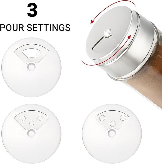 Segarty Spice Jar with Shaker Lids, 6 Pack 4 oz Glass Spice Jars with Adjustable Pour Large Holes for Herbs Grains, Clear Empty Seasoning Containers Spices Bottles Lid Salt Pepper Shakers