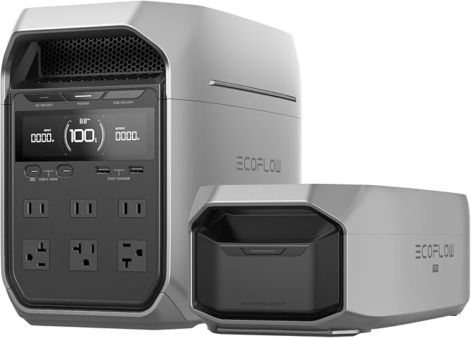 EF ECOFLOW Portable Power Station DELTA 3 Plus with Smart Extra Battery, Expand Capacity from 1024Wh to 2048Wh, Solar Generator for Emergency, Home Backup, Outdoor Camping