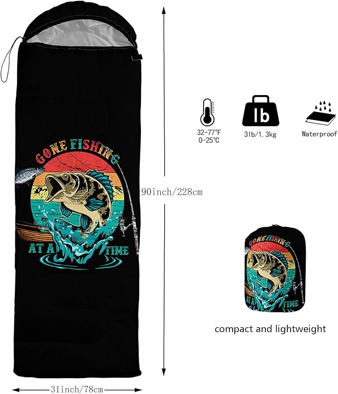 Sleeping Bags for Adults and Kids，3D Printing Camping Sleeping Bag for Girls Boys Lightweight Waterproof Cold/Warm 3-Season，Outdoor Travel with Compression Bags