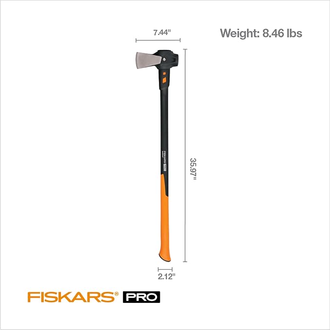 Fiskars Pro IsoCore Splitting Maul and Stainless Steel Axe, with Shock Reduction, 6 lb, 36 in