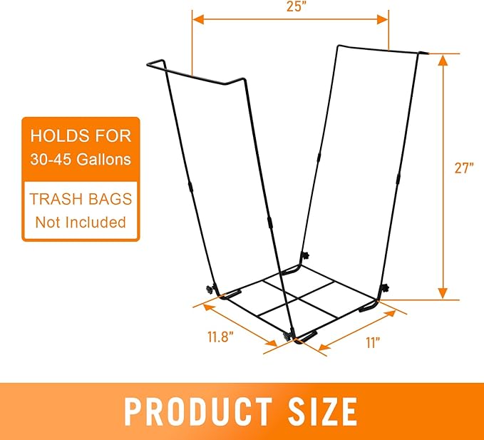 CAMPFIRE Trash Bag Holder Fits 30-45 Gallon Bags, Multi-Use Garbage Bag Holder, Portable to Use Leaf Bag Holder for Yard, Camping, Parties, and Leaf Collector