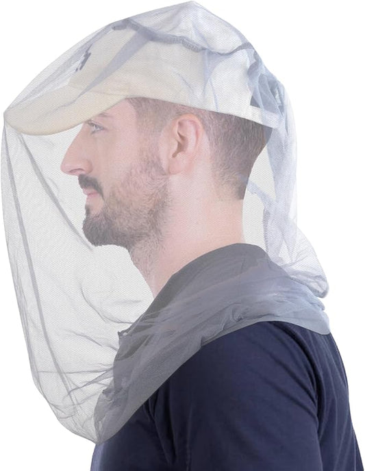 South to East Premium Mosquito Head Net for Insect 2 Pack, Ultra Large & Long, Extra Fine Holes, Fly & Bug Protection Gear for Camping, Hiking, Fishing, Gardening, Safari, Fit All Hats, Light Grey