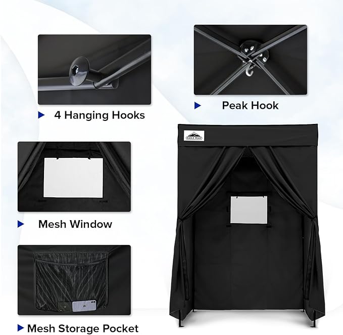 EAGLE PEAK Flex Compact 5x5 Pop-up Canopy Changing Room, Portable Privacy Dressing Room for Indoor Fashion Photoshoots, Camping, or Pool, Black
