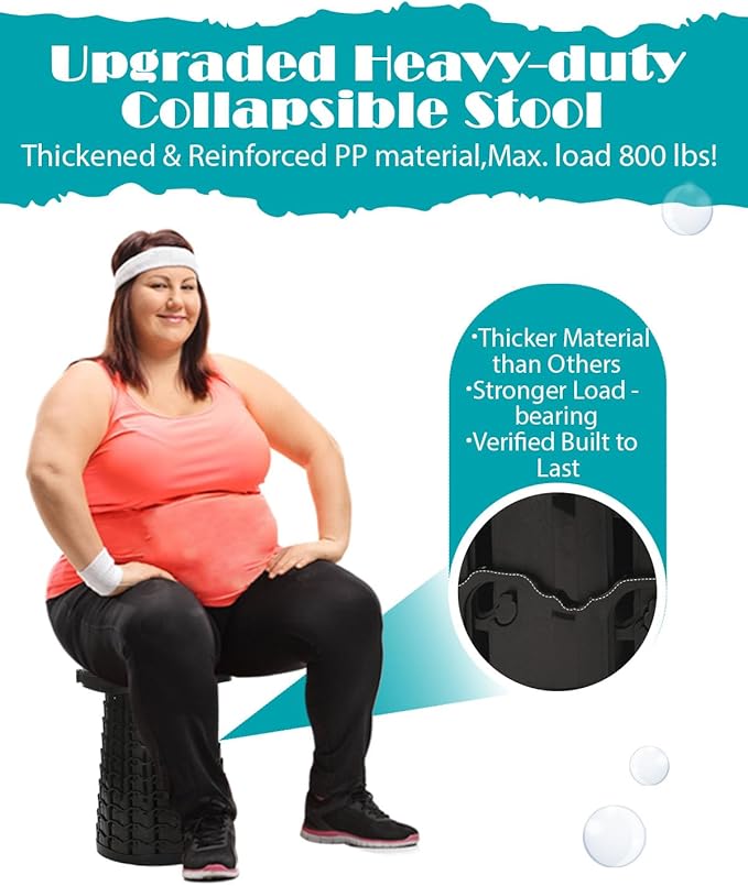 18-inch Heavy Duty Collapsible Stool - 800 lbs Capacity, 2.6 lbs Lightweight Portable Folding Stool for Camping, Travel, Music Festivals and Other Outdoor Events