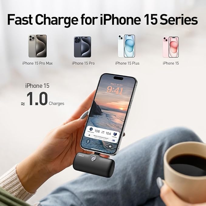 iWALK USB-C Portable Charger for iPhone 15/16, Mini 20W 4,800mAh Wireless Power Bank Fast Charging Travel Battery Pack Compatible with iPhone 16/15/15 Plus/15 Pro/15 Pro Max, Andriod Phone Samsung