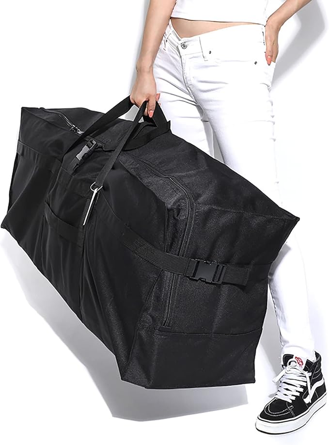 Travel Duffle Bag,Foldable Extra Large Duffel Bags,carry on Travel Bag For Men And Women Camping/Moving Boxes/Airplanes/Hospital/Tent (106 Liter, Black)