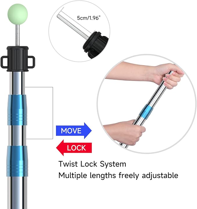 SANLIKE Telescoping Tarp Pole Heavy Duty Tent Poles, 33"-86.6"/94" Thickened Tube Collapsible Stainless Steel Canopy Poles for Camping Backpacking Hiking Awning Sun Sails Outdoor Sports, Set of 2