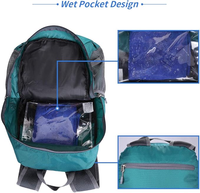 WATERFLY Lightweight Packable Hiking Backpack: 30L Foldable Travel Daypack Ultralight Camping Day Pack for Woman Man