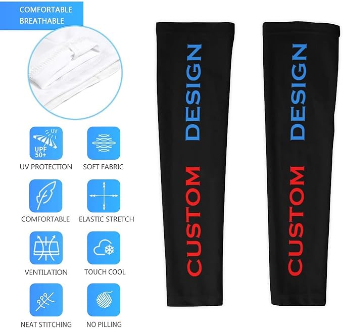 Custom Cooling Compression Arm Sleeves Add Your Design Personalized Oversleeve Covers for Outdoor Activity