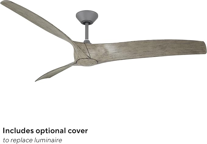 Zephyr Indoor or Outdoor 3-Blade 72in Smart Ceiling Fan in Graphite Weathered Wood with Adjustable CCT 2700-3000-4000-5000K LED Light Kit and Remote Control works with Alexa and iOS or Android App