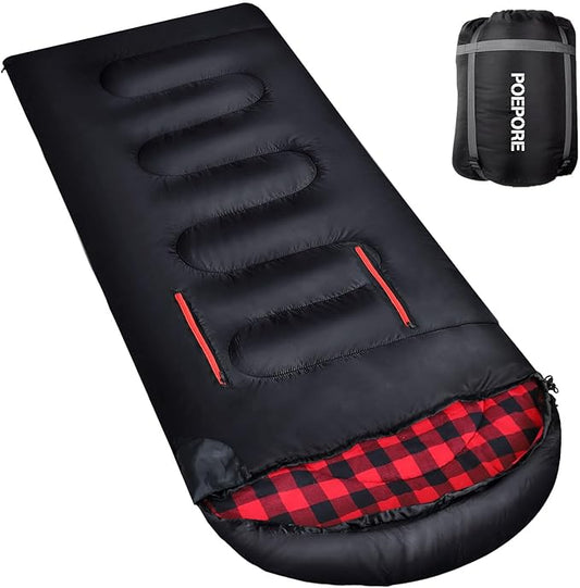 Flannel Sleeping Bag Cotton 0 Degree Cold Weather for Adults XXL Wearable Sleeping Bag 4 Seasons Waterproof with Compression Sack