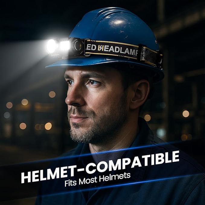 LED Headlamp Rechargeable with Motion Sensor - Super Bright Head Lamp with 6 Modes for Camping & Hiking Gear Essentials, IPX4 Waterproof Headlight Flashlight with Red Light, USB Cable Included(Black)