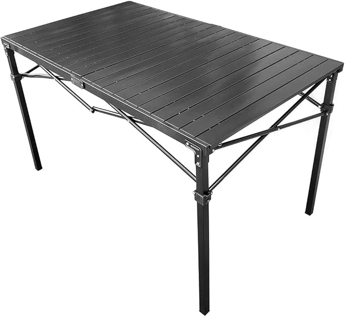 GoTEAM! Portable Heavy Duty Aluminum Roll-Top Table, Camping/Tailgating/Beach Instant Table with Carry Bag (Large)