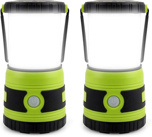 LED Camping lamp Super Bright 1500 lumens 4 Light Modes Dimmable searchlight Battery-Powered Emergency lamp Suitable for Night Hiking Tent Lighting Emergencies Power outages (Green X2)