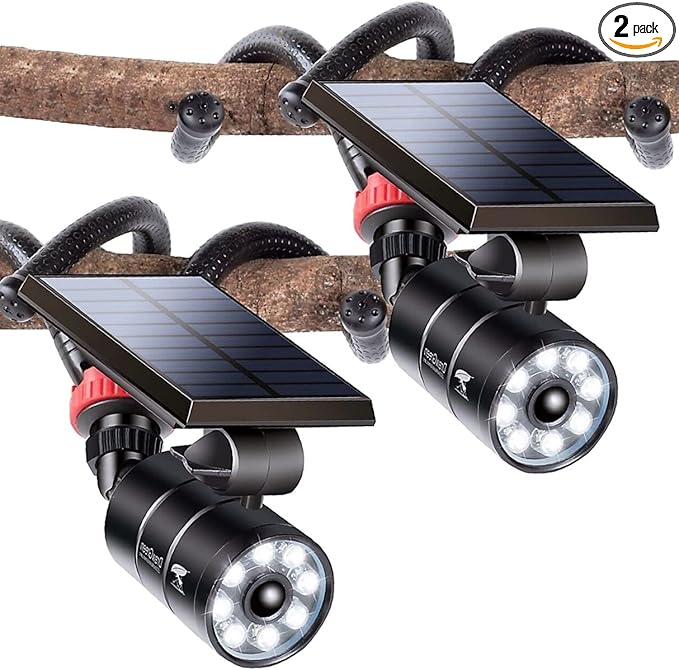 Solar Motion Sensor Camping Lights Aluminum Case, 100-Week FREE Refund/Replacement, Solar Spot Light Outdoor Waterproof Motion Sensor Security Lights for Yard Deck Camp Post Step Hunting Hiking