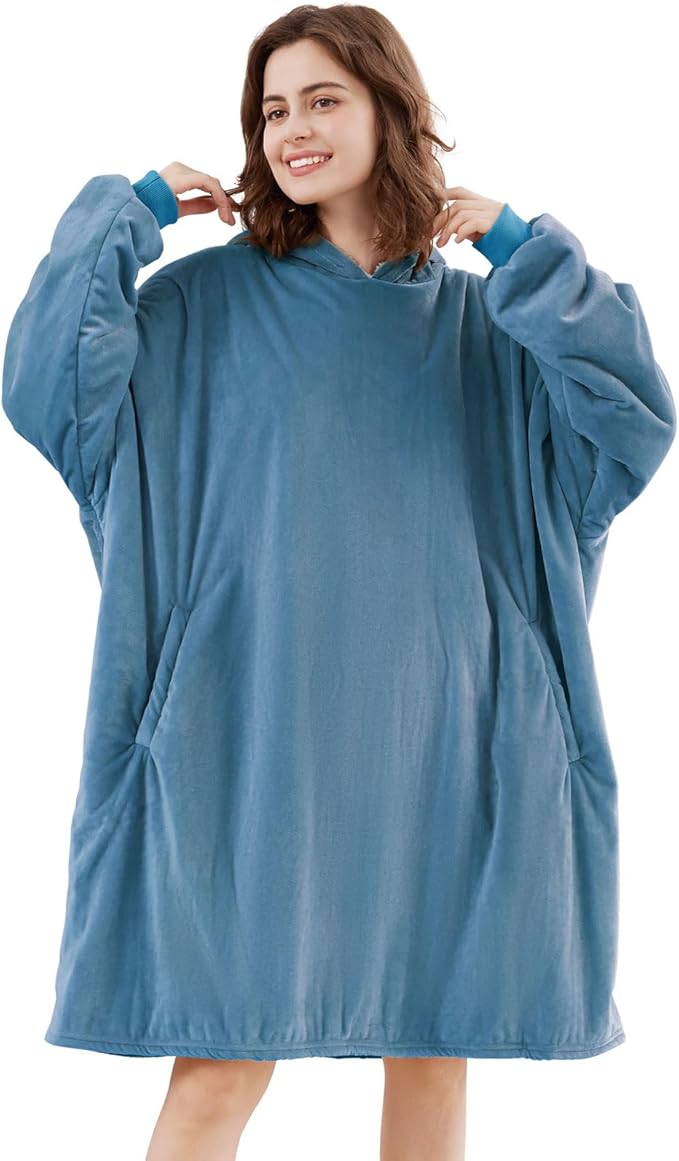 LetsFunny Blanket Hoodie,Oversized Wearable Sherpa Fleece Blanket Sweatshirt,Super Soft Warm Cozy with Giant Pocket,for Women Men Adults Teenagers Kids, One Size Fits All
