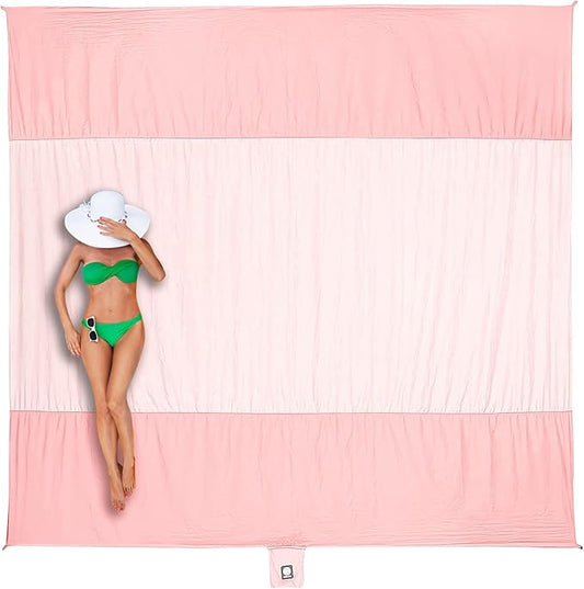 WEKAPO Beach Blanket Sandproof Waterproof, Extra Large Beach Mat, Oversized & Compact Sand Free Mat Quick Drying, Lightweight & Durable with 6 Stakes & 4 Corner Pockets