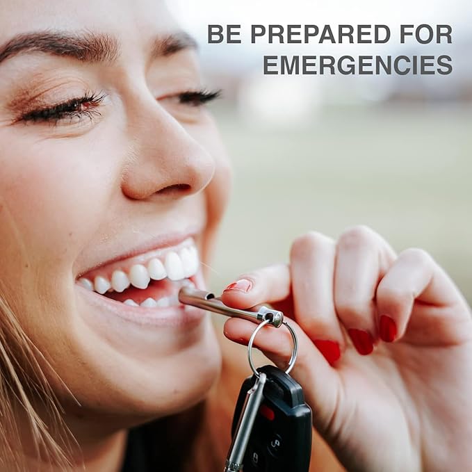 DAILYCARRYCO. Titanium Whistle for Emergency, Camping & Hiking Whistle, Pitched Whistle, Tiny Whistle Necklace, Small Whistle, Whistle for Life, Emergency Whistle Necklace, 120db Ultra Loud (Black)