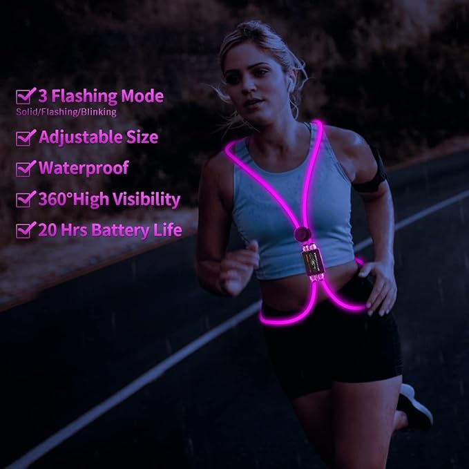 LED Reflective Vest Rechargeable Running Light for Runners High Visibility Safety Vest for Running,Cycling or Walking