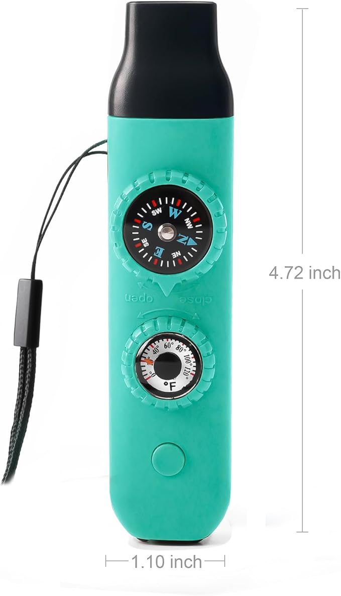 Emergency Survival Safety Whistle，Whistle for Kids with Lanyard,Compass,Thermometer,Ideal for Kayaking, Boating, Hiking, Camping, Climbing