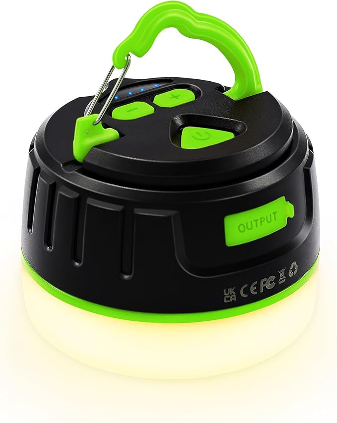Rechargeable Camping Lantern with 6400mAh Battery, 300 Hour Runtime, 5 Light Modes, Adjustable Brightness, Waterproof, Hook & Magnetic Base, Battery Operated for Camping & Power Outages