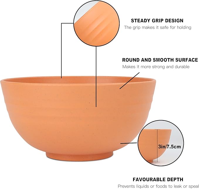 Homienly Bowls for Kitchen Cereal Bowls Wheat Straw Bowls 8 PCS Unbreakable Lightweight Bowl Set Microwave and Dishwasher Safe Bowl,Reusable Bowl for Serving Soup,Oatmeal,Ramen,Salad(Multi, 26 OZ)