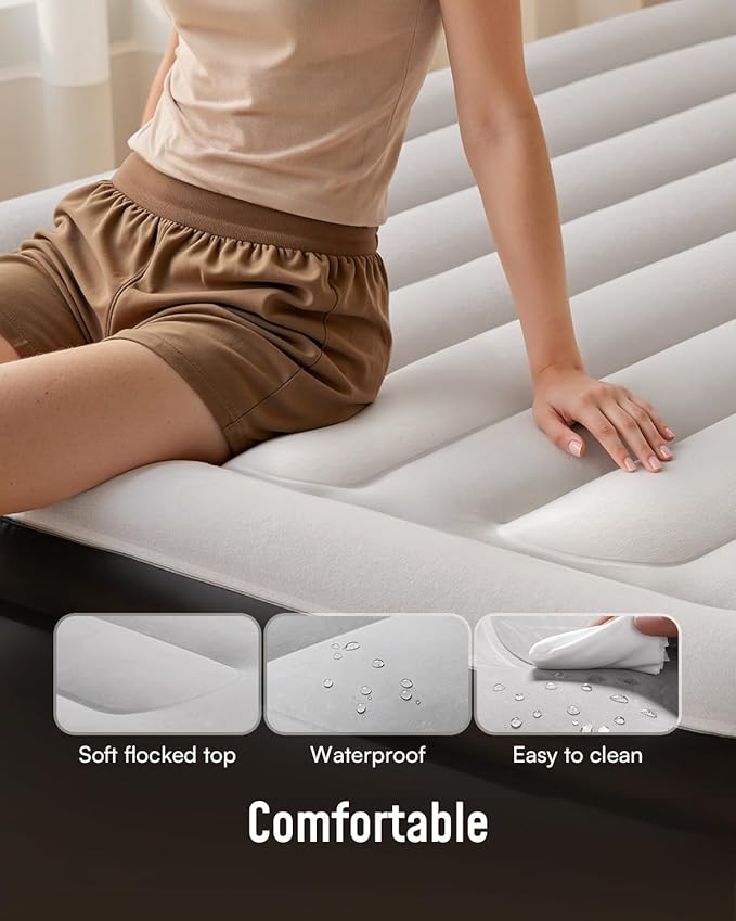 Airefina Air Mattress Full with Built in Pump, Upgraded 18'' Blow Up Mattress, Comfortable Inflatable Mattress for Home Guest Colchones Inflables Temporary Air Bed Full Size with Carry Bag 700 lbs Max