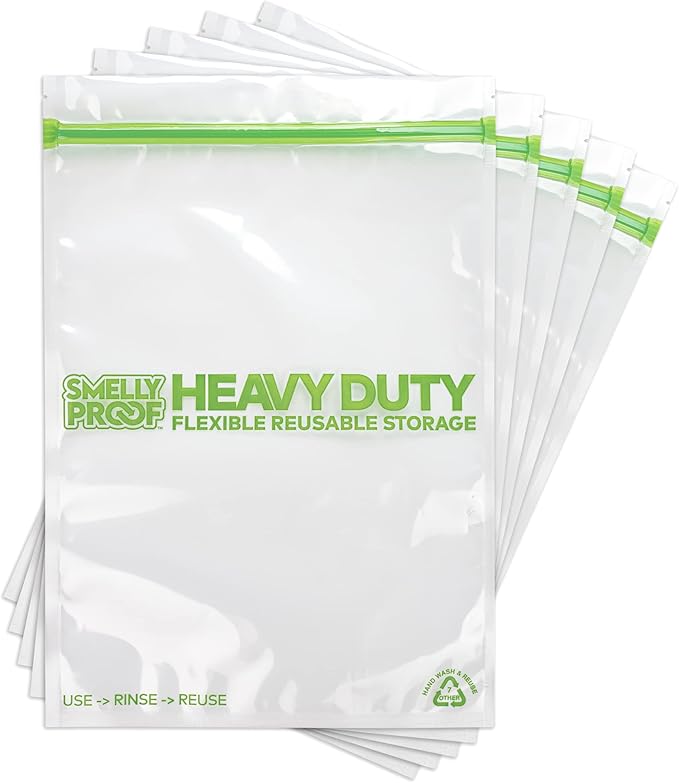 50 PACK, Heavy Duty 5mil Thick REUSABLE Food Freezer STORAGE BAGS by Smelly Proof, Extra X-Large, US-Made, Non-Silicon, No PEVA, BPA FREE, Dishwasher-Safe, Triple Zip, XXL 2-Gallon 12" x 16" - 50 pcs