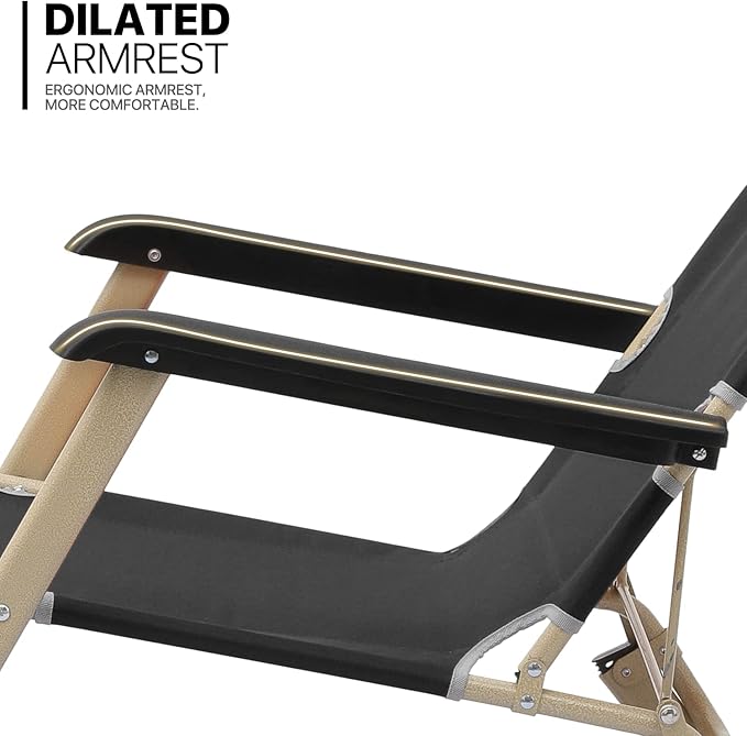 MoNiBloom Patio Folding Lounge Chair Set of 2 Outdoor Lawn Folding Lounge Reclining Lounger Chairs for Poolside Backyard Beach and Camping, 330lbs Capacity