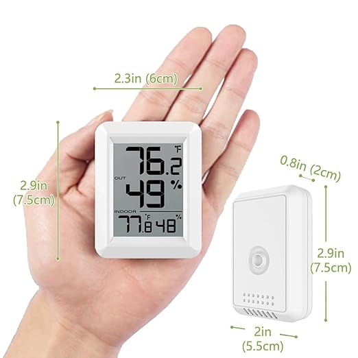 Digital Indoor Outdoor Thermometer Hygrometer Wireless Weather Station, Temperature Humidity Monitor with 328ft Range Remote Sensor, ℃/℉ Switch for Home, School, Office, Bedroom, Baby Room (Type A)
