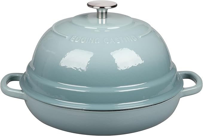 Enameled Cast Iron Dutch Oven Pot with Lid, Round Bread Oven for Homemade Sourdough Bread Baking, 6 Quart, Seasalt