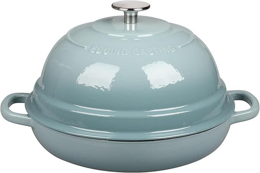Enameled Cast Iron Dutch Oven Pot with Lid, Round Bread Oven for Homemade Sourdough Bread Baking, 6 Quart, Seasalt