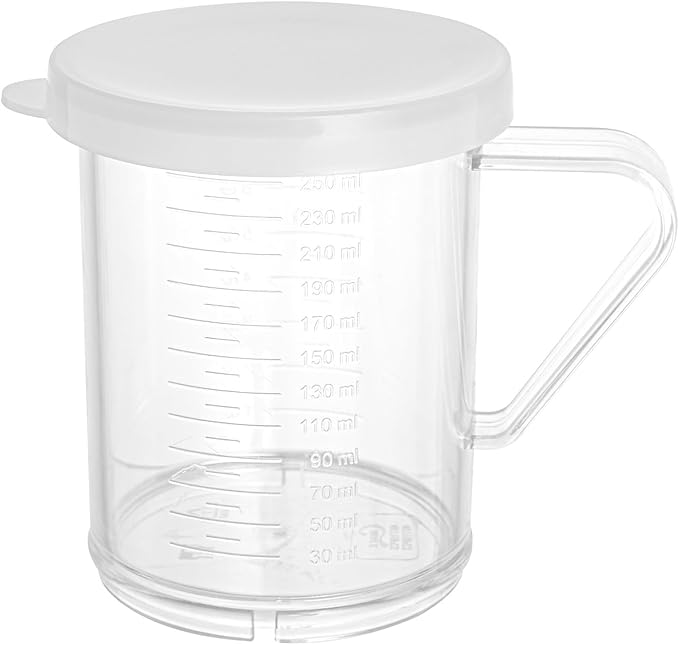 Restaurantware-RW Base 10 Ounce Clear Plastic Dredge Spice Shaker, 1 Reusable Dry Rub Shaker - Includes White Solid Lid, With Handle, Clear Polycarbonate Spice Holder, For Seasonings