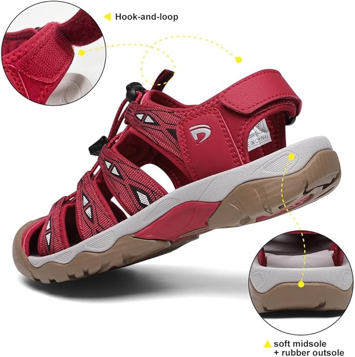 Dannto Women's Sport Hiking Sandals Closed Toe Outdoor Athletic Walking Sandal Lightweight Summer Water Shoes