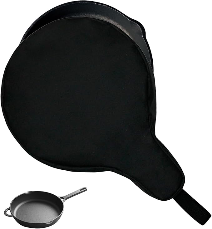 Cast Iron Camping Skillet Bag for 8'' 10'' 12'' Skillets, Skillet Pan Storage Bag Water Resistant Frying Pan Bag with Hanging Loop, Lightweight Skillet Bag for Camping Outdoors,1pcs