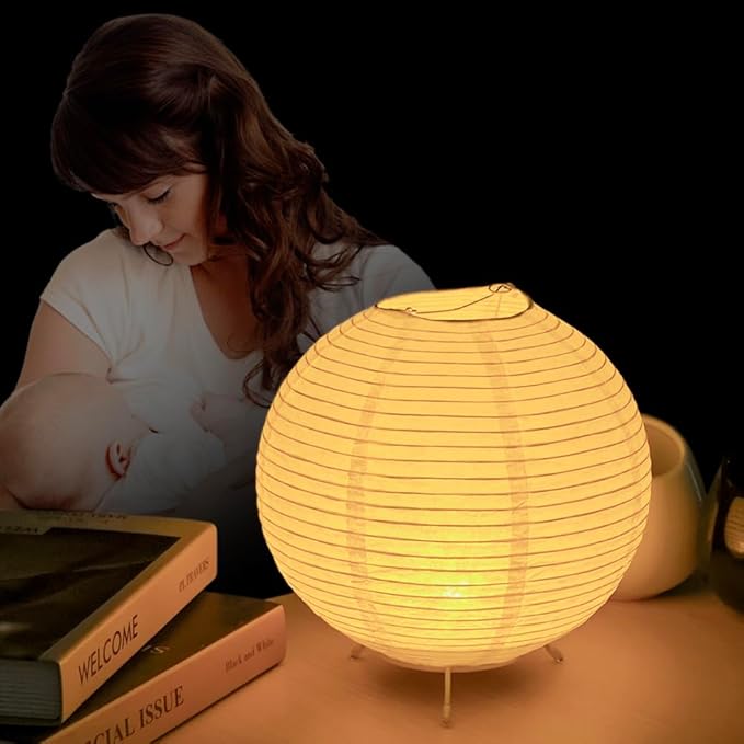YY YEARCHY Table Lamp Paper Lamp Standing Lamps with Rice Paper Shade for Bedroom Livingroom (Ball Nightstand)